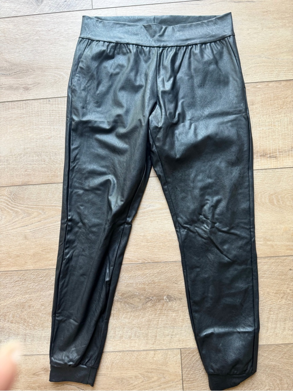Commando Black Faux Leather Joggers